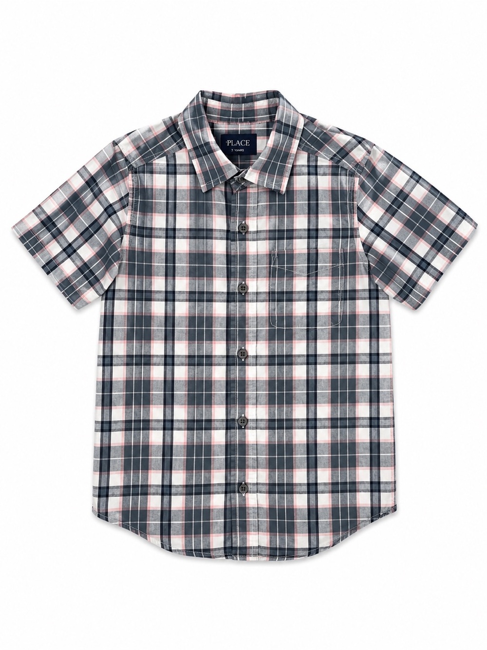 The Children's Place Plaid Button-Down Shirt, gray pink